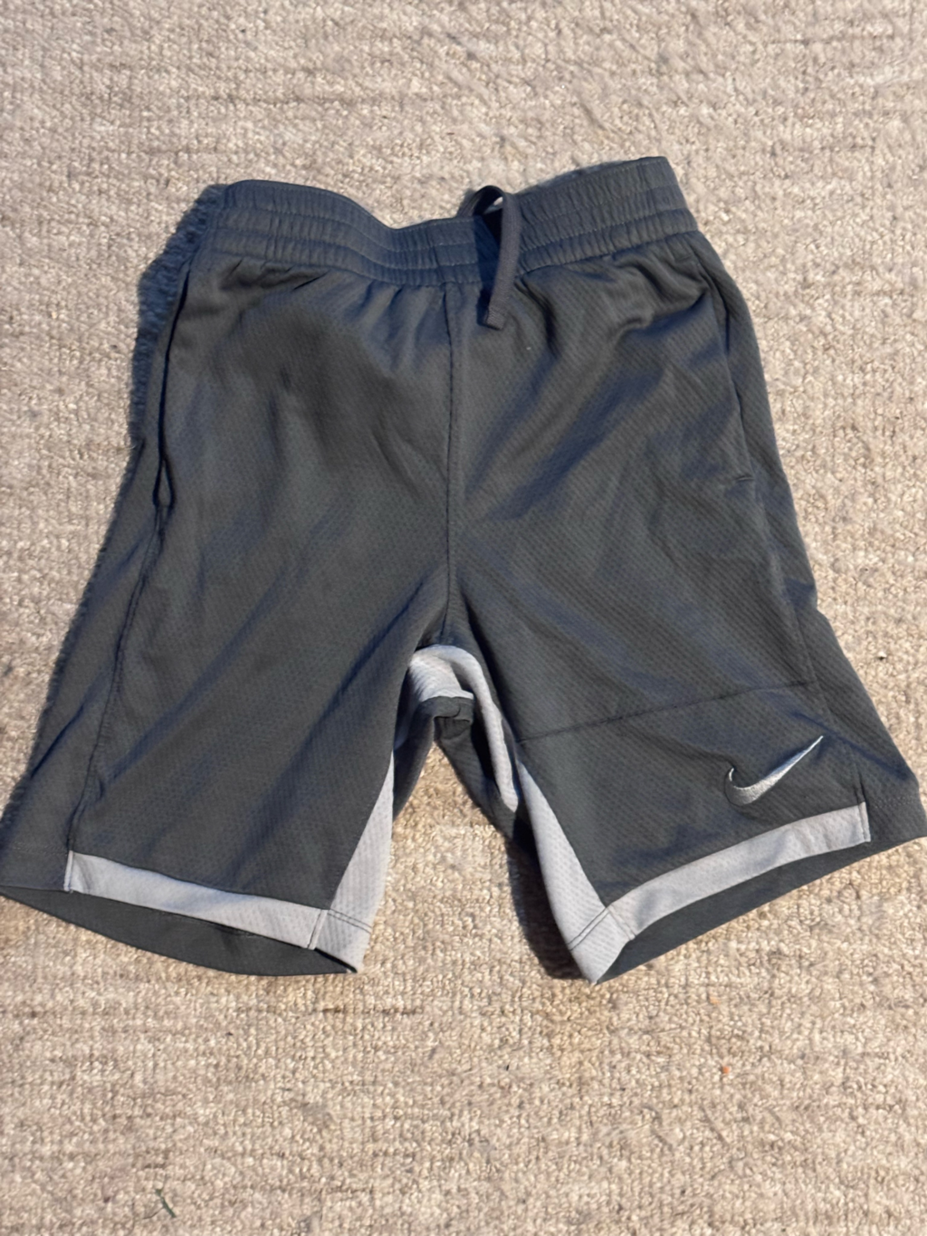 Nike Boys Dark Gray Athletic Shorts With Light Gray Accents Size M